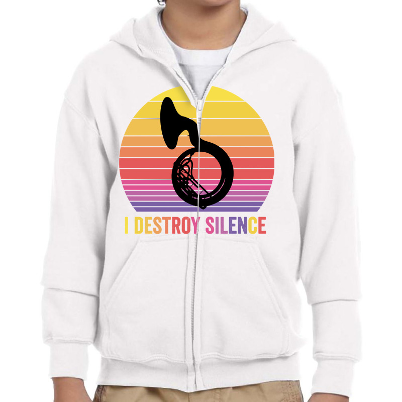 Silhouette Sousaphone Retro Vintage I Destroy Silence Pullover Hoodie Youth Zipper Hoodie by luckenbg | Artistshot