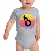 Silhouette Sousaphone Retro Vintage I Destroy Silence Pullover Hoodie Baby Bodysuit | Artistshot