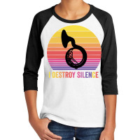 Silhouette Sousaphone Retro Vintage I Destroy Silence Pullover Hoodie Youth 3/4 Sleeve | Artistshot