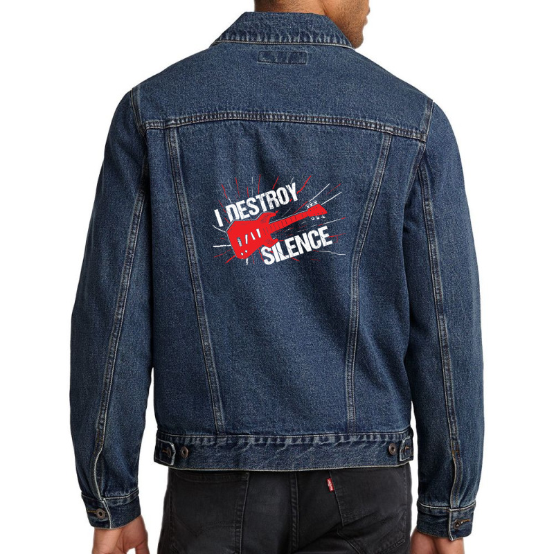 I Destroy Silence Electric Guitar Men Denim Jacket by ELIZABETHKARLENEWINCELOWICZ | Artistshot