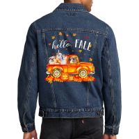 Hello Fall Bulldogs In Car Autunm T  Shirt Bulldogs Hello Fall   Bulld Men Denim Jacket | Artistshot