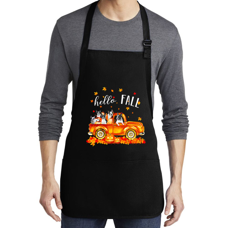 Hello Fall Frenchie In Car Autunm T  Shirt Frenchie Hello Fall   Frenc Medium-length Apron | Artistshot