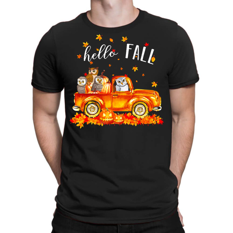 Hello Fall Owls In Car Autunm T  Shirt Owls Hello Fall   Owls In Car P T-shirt | Artistshot