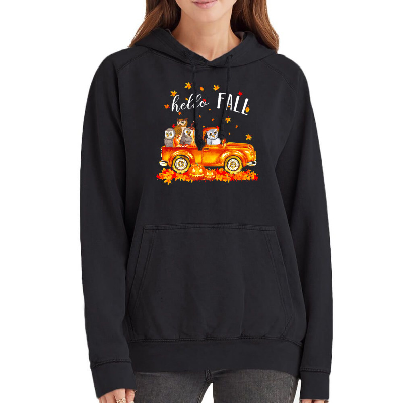 Hello Fall Owls In Car Autunm T  Shirt Owls Hello Fall   Owls In Car P Vintage Hoodie | Artistshot