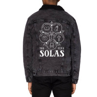 Sola Scriptura   Protestant, Christian Reformation, 5 Solas T Shirt Unisex Sherpa-lined Denim Jacket | Artistshot