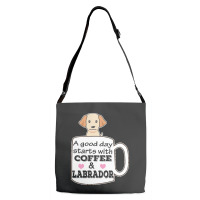 Labrador T Shirta Good Day Starts With Coffee And Labrador, Cute Labra Adjustable Strap Totes | Artistshot