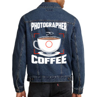 Photographer T  Shirt Photographer Fueled By Coffee Camera Photography Men Denim Jacket | Artistshot