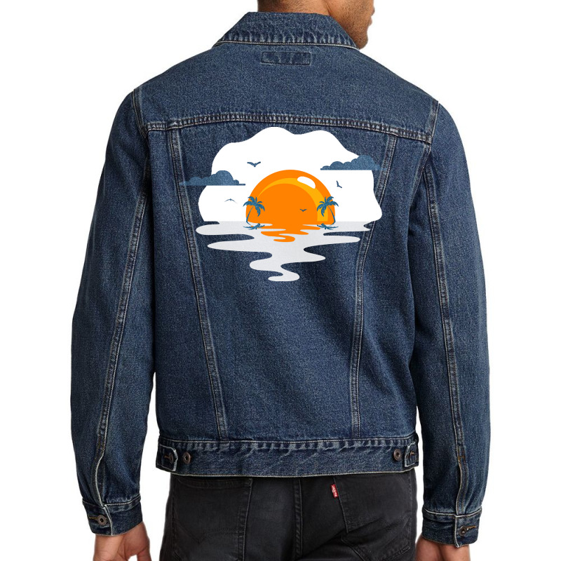 Sunset T  Shirt Sunset As Fried Egg Illustration T  Shirt Men Denim Jacket | Artistshot