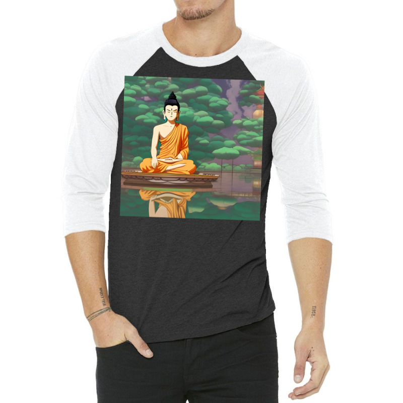 Cartoon Buddha Statue Art 3/4 Sleeve Shirt | Artistshot