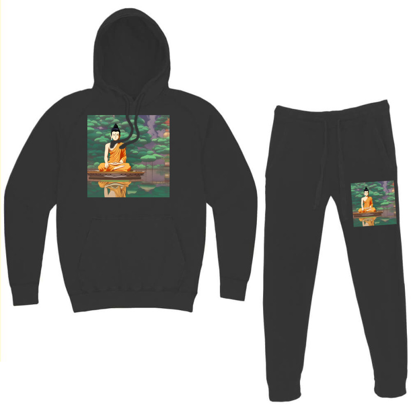 Cartoon Buddha Statue Art Hoodie & Jogger Set | Artistshot