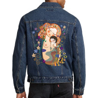 Trending Kokeshis Mother And Child Of Klimt Men Denim Jacket | Artistshot