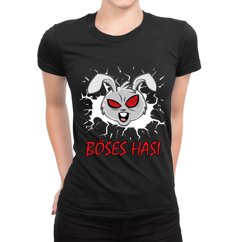 Evil Bunny - Funny Easter Bunny Rabbit Rabbit Long Ear Ladies Fitted T-Shirt by YVETTELOVE | Artistshot