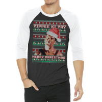 Yippe Ki Yay Funny Ugly Sweater Christmas   Ylp 3/4 Sleeve Shirt | Artistshot