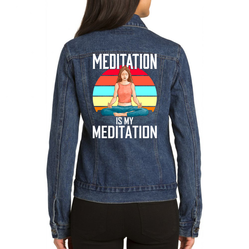 Trending Yoga Meditation Namaste Yogi Spiritual Meditate-yckqh Ladies Denim Jacket by greggjvandervor | Artistshot