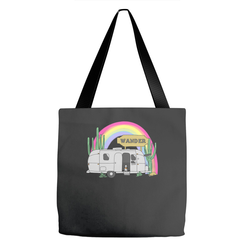 Trending Retro 70s Airstream Rainbow Desert Wander Travel Tote Bags | Artistshot