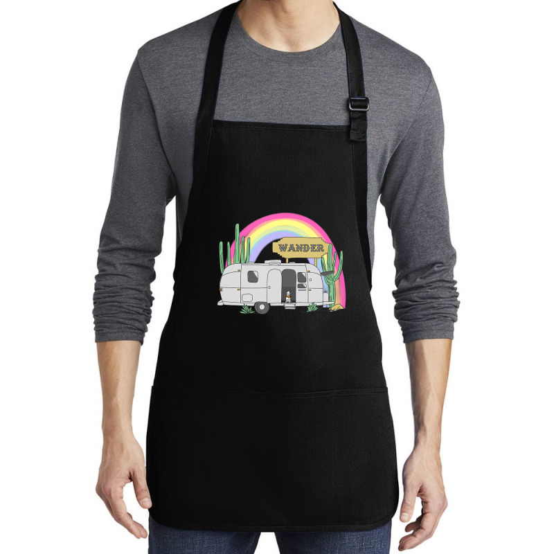 Trending Retro 70s Airstream Rainbow Desert Wander Travel Medium-length Apron | Artistshot