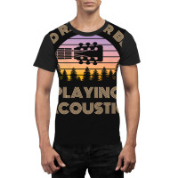 I'd Rather Be Playing Guitar Acoustic Guitar Headstock Vintage Sunset Graphic T-shirt | Artistshot