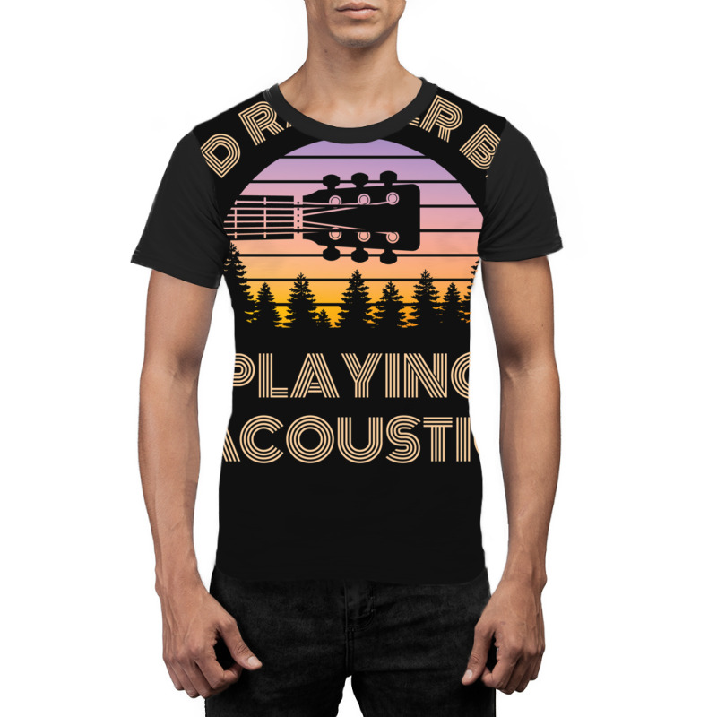 I'd Rather Be Playing Guitar Acoustic Guitar Headstock Vintage Sunset Graphic T-shirt by ELIZABETHKARLENEWINCELOWICZ | Artistshot