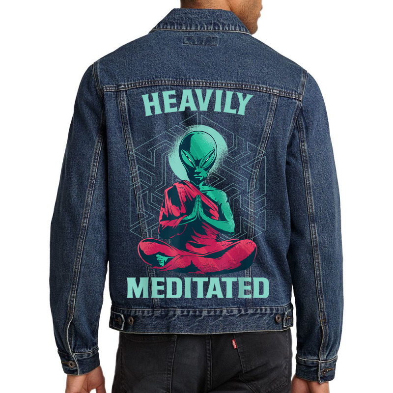 Heavily Meditated Alien Monk Funny Yoga Meditation Men Denim Jacket by DAGUILERA | Artistshot