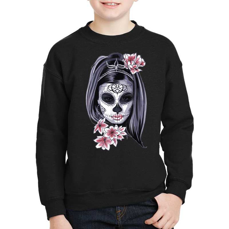 Day Of The Dead Calavera Girl Painted Mask T Shirt Youth Sweatshirt by kleebbi | Artistshot