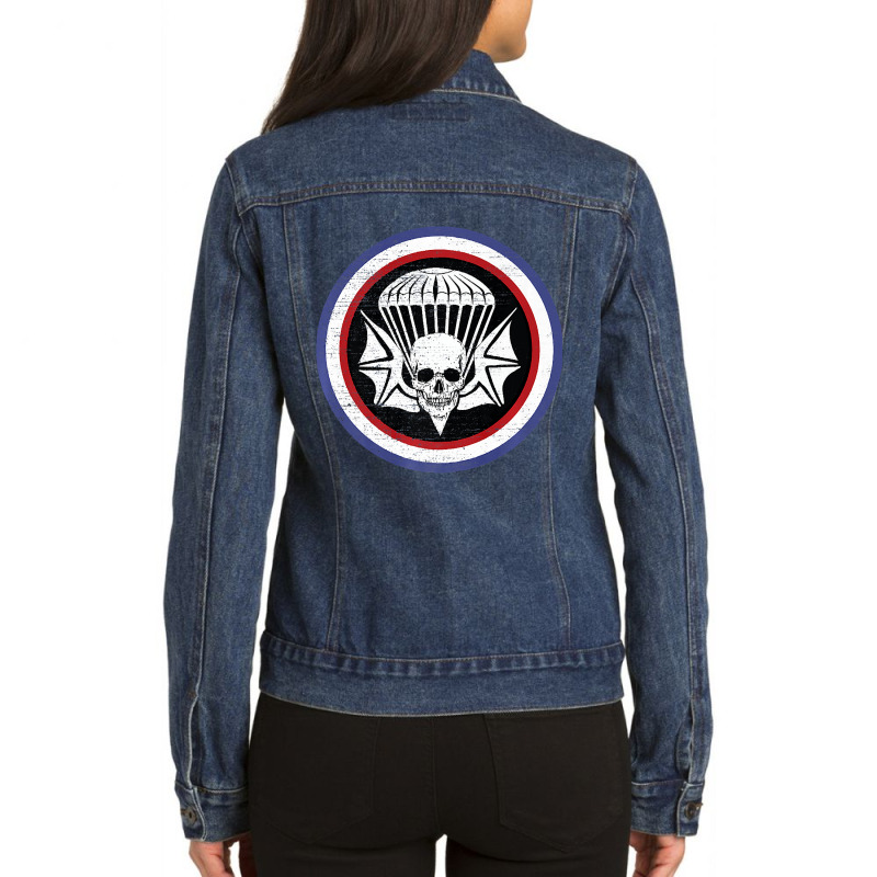 Parachute Skull Bat Infantry Airborne Regiment Patch Premium Ladies Denim Jacket by JohnNichols89123 | Artistshot