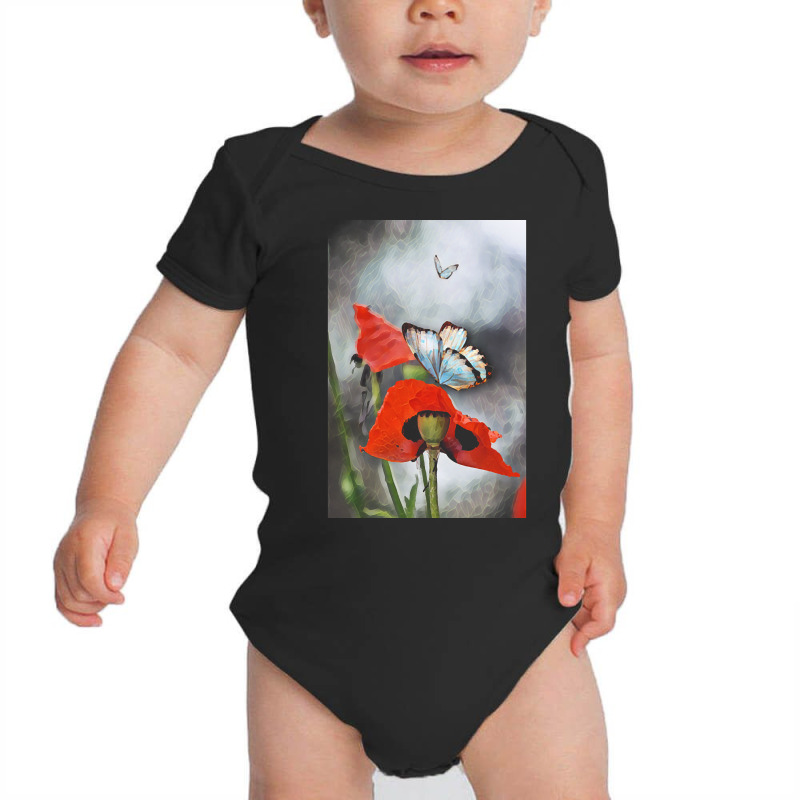 Poppies And Butterflies T  Shirt Poppies And Butterflies T  Shirt Baby Bodysuit | Artistshot