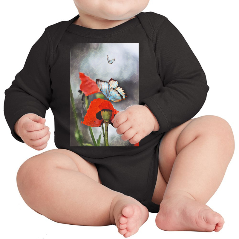 Poppies And Butterflies T  Shirt Poppies And Butterflies T  Shirt Long Sleeve Baby Bodysuit | Artistshot