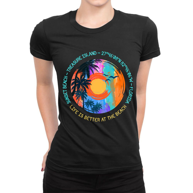 Hot Trend Sunset Beach, Treasure Island, Pinellas County, Florida Ladies Fitted T-Shirt by Jankonen637 | Artistshot