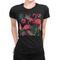 Flamingo T  Shirt Flamingo Pineapple And Tropical Flowers T  Shirt Ladies Fitted T-shirt | Artistshot