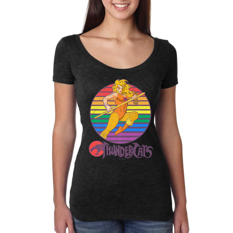 Thundercats Cheetara Rainbow Sunset Poster Premium T Shirt Women's Triblend Scoop T-shirt by javauxswar | Artistshot