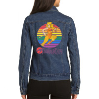 Thundercats Cheetara Rainbow Sunset Poster Premium T Shirt Ladies Denim Jacket | Artistshot