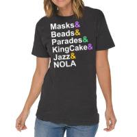 Mardi Gras Masks Beads Parades Kingcake Jazz Nola T Shirt Vintage T-shirt | Artistshot