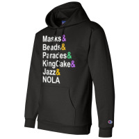 Mardi Gras Masks Beads Parades Kingcake Jazz Nola T Shirt Champion Hoodie | Artistshot