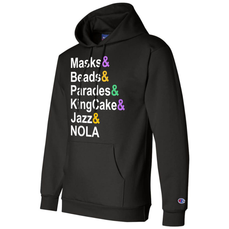 Mardi Gras Masks Beads Parades Kingcake Jazz Nola T Shirt Champion Hoodie | Artistshot