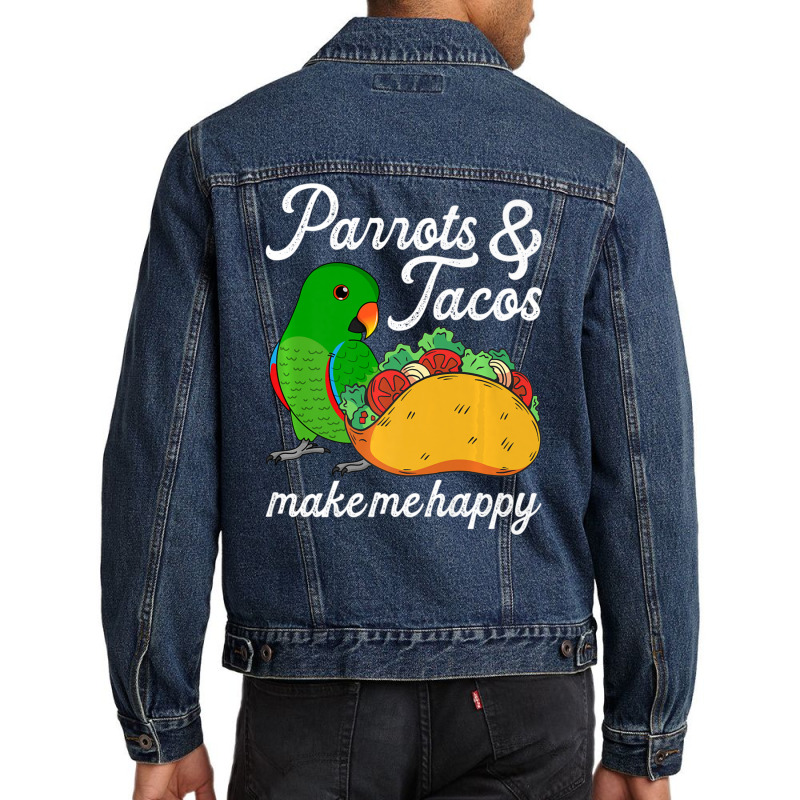 Parrots & Tacos I Kawaii Food I Male Eclectus Men Denim Jacket by namnguyen | Artistshot