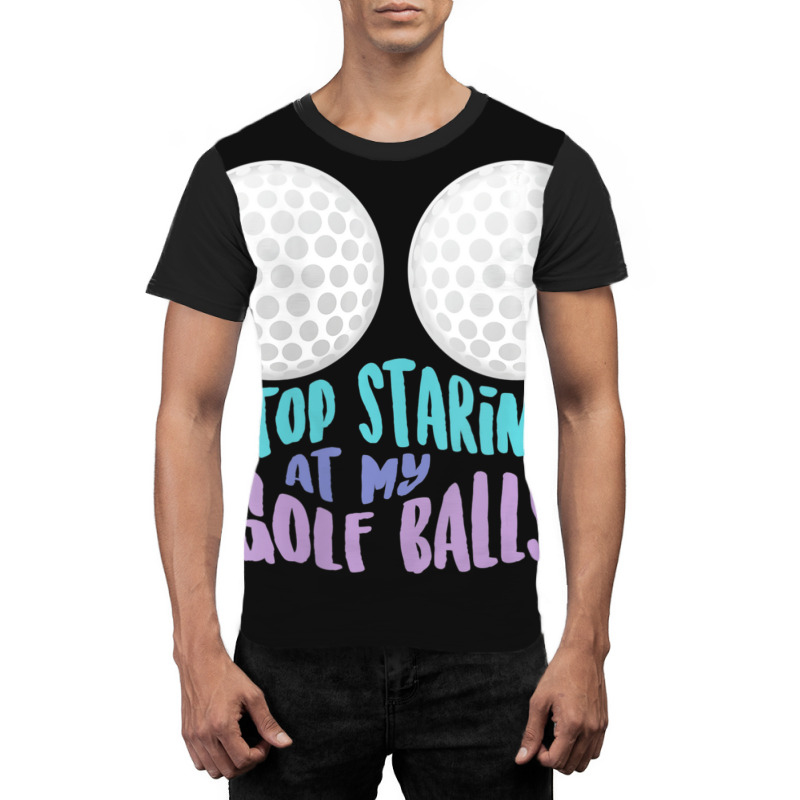 Womens Stop Staring At My Golf Balls Cute Golfing Joke V-neck Graphic T-shirt by tintruong | Artistshot