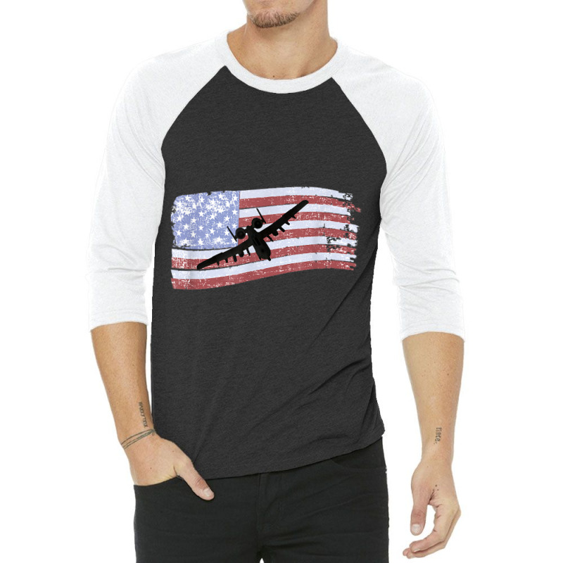 A10 Thunderbolt Ii Warthog Distressed  Us Flag 3/4 Sleeve Shirt | Artistshot