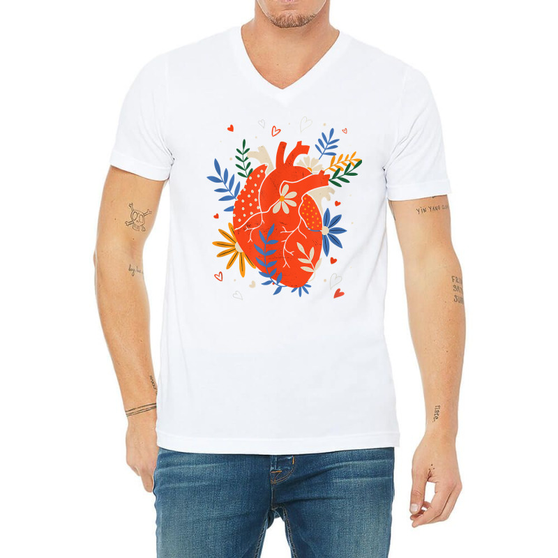 Valentine Flower Heart T Shirt V-Neck Tee by javauxswar | Artistshot