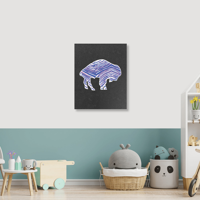 Limited Edition Buffalo Zebra Blue And Pink Portrait Canvas Print | Artistshot