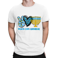 Peace Love Hanukkah Leopard Hanukkah Menorah Jewish T Shirt T-shirt | Artistshot