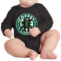 Hot Trend Coffee Ninja - Green Long Sleeve Baby Bodysuit | Artistshot