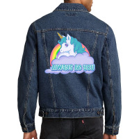 Always Be You Unicorn  (dwayne Johnson) Bob Stone   Central Intelligen Men Denim Jacket | Artistshot