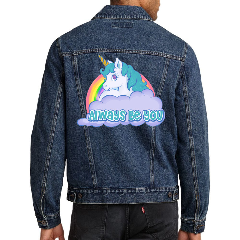 Always Be You Unicorn  (dwayne Johnson) Bob Stone   Central Intelligen Men Denim Jacket by aashekfongwah | Artistshot