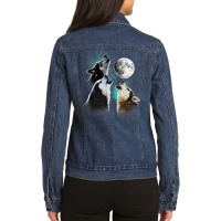 Siberian Husky Shirt, Siberian Husky Howling At The Moon T Shirt Ladies Denim Jacket | Artistshot