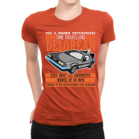 Doc E. Brown Time Travelling Delorean Ladies Fitted T-shirt | Artistshot