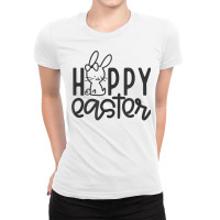 Funny Happy Easter Easter Eggs With Easter Bunny Rabbit Ears T Shirt Ladies Fitted T-shirt | Artistshot