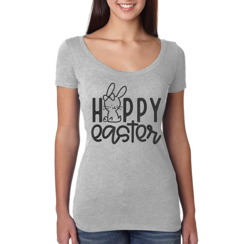 Funny Happy Easter Easter Eggs With Easter Bunny Rabbit Ears T Shirt Women's Triblend Scoop T-shirt by casimircorjki0 | Artistshot