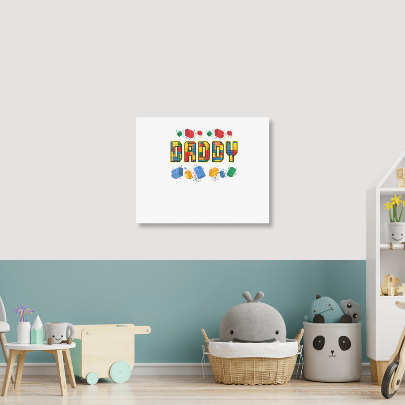 Daddy Brick Builder Funny Blocks Master Builder Dad T Shirt Landscape Canvas Print | Artistshot