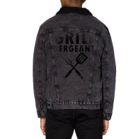 The Grill Sergeant Father's Day Bbq Dad Joke Unisex Sherpa-lined Denim Jacket | Artistshot