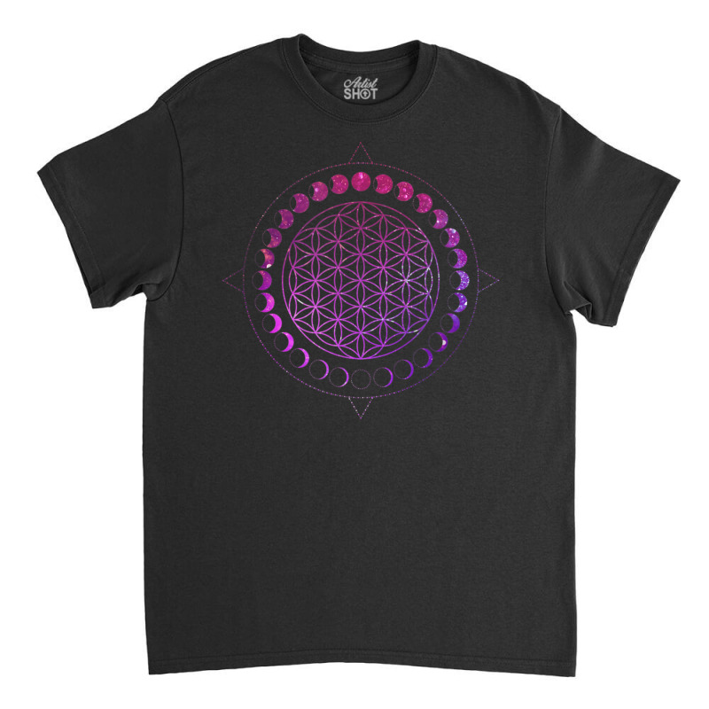 Hot Trend Moon Phases Flower Of Life Mandala Divine Geometry Astrology Classic T-shirt by michaelyounger19 | Artistshot